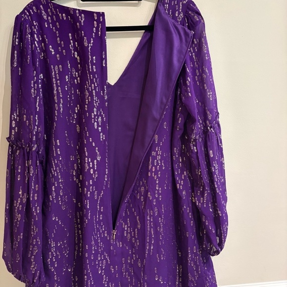Lilly Pulitzer Cleme Silk Dress Purple Berry Fish Clip Chiffon Size 14 - Picture 10 of 11